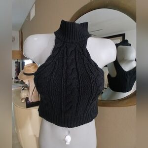 Black Cable Knit Halter Sweater Small Kendal & Kylie